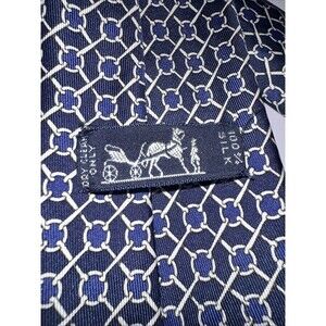 Hermes Navy Blue With Cream Design 55”(1400mm)L X 3”(76.2)W (990 SA) 100% Silk